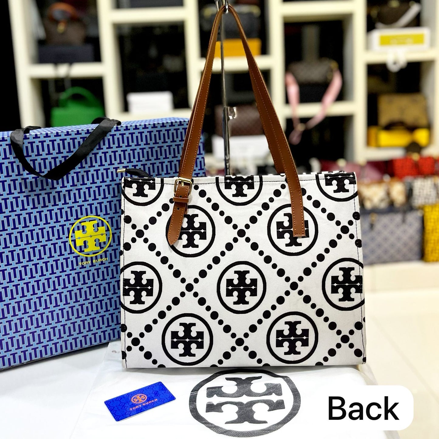 T-B Tote Bag Black White