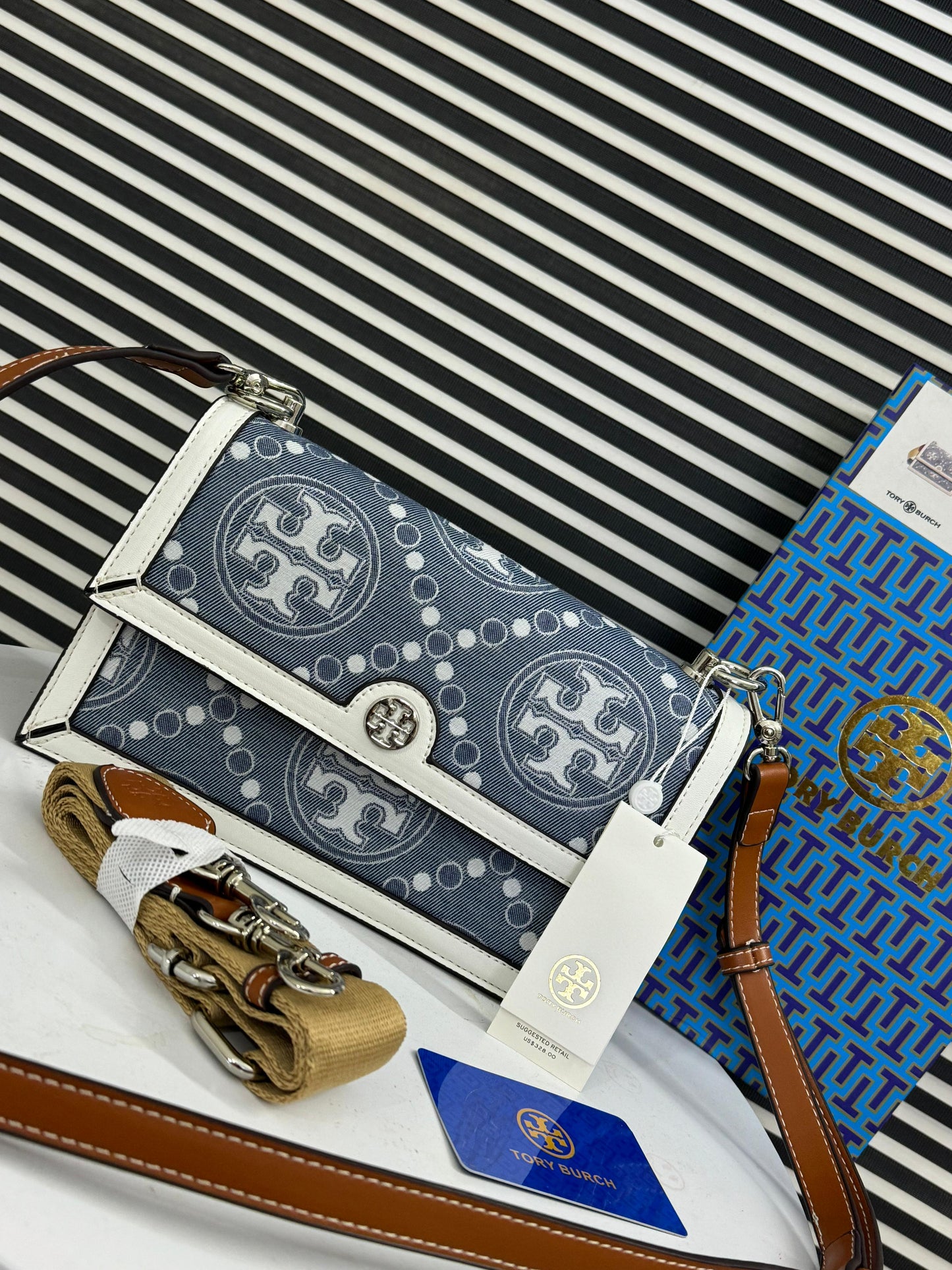 *T Burch*
T Monogram Jacquard Shoulder Bag
