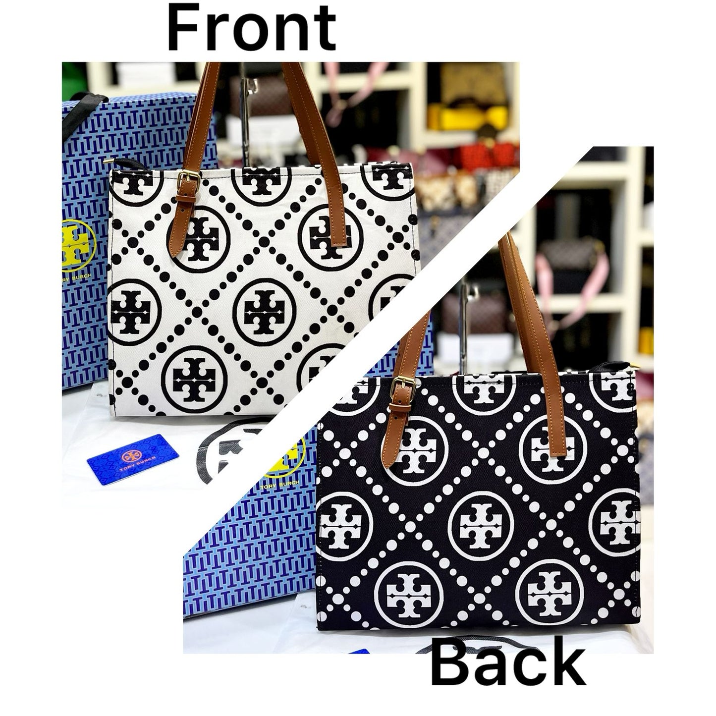 T-B Tote Bag Black White