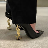 BLACK BEAUTY OPYUM Coat Shoe Gold Heel